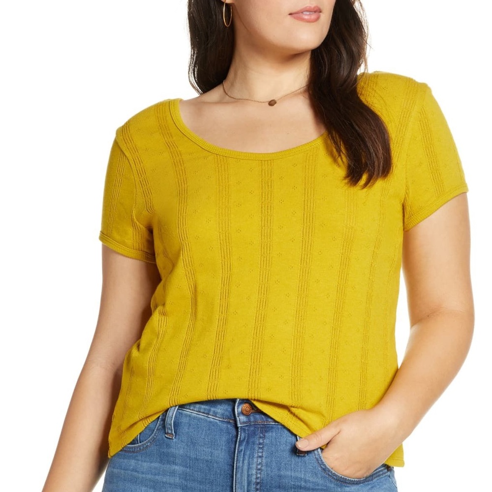 NWT MADEWELL •Golden Meadow Pointelle Ribbed Tee